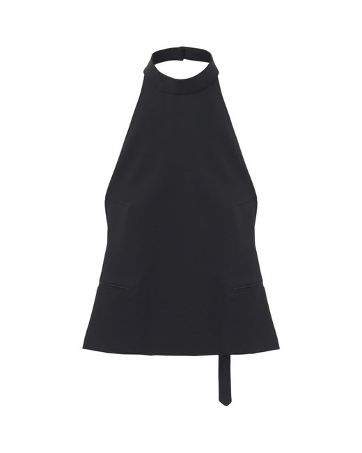 McQueen Blue Wool Halterneck Top