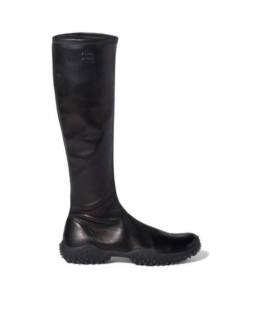 Miu Miu Black Stretch Nappa Leather Knee-High Boots