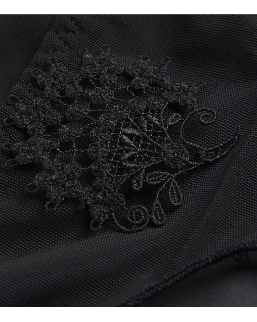 Simone Perele Black Lace Embroidered Thong