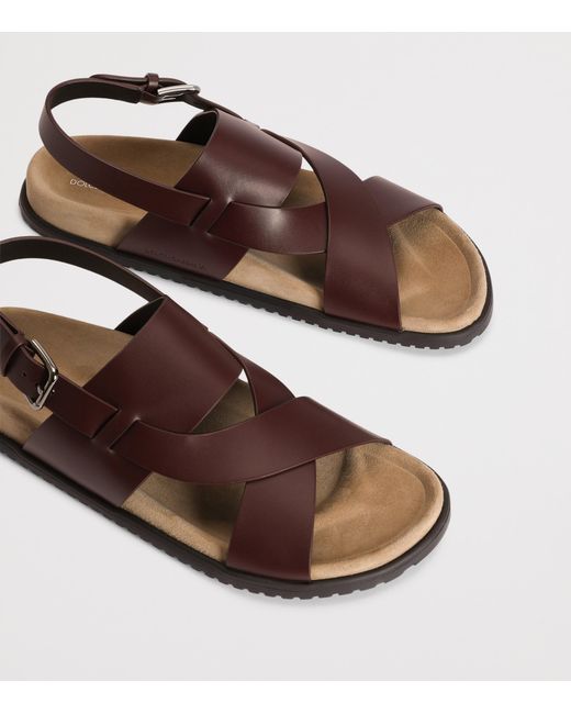 Dolce & Gabbana Brown Leather Cross-Strap Sandals for men