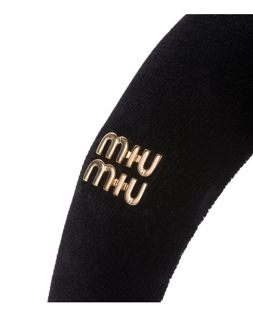 Miu Miu Velvet Logo Headband in Black | Lyst Canada display picture 2