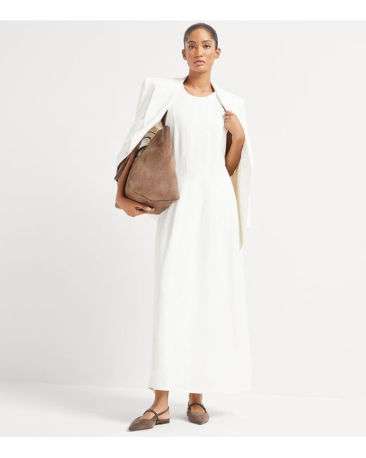 Brunello Cucinelli White Twill Midi Dress