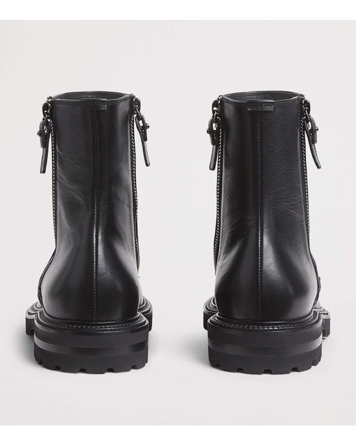 Giorgio Armani Black Leather Zip Ankle Boots for men
