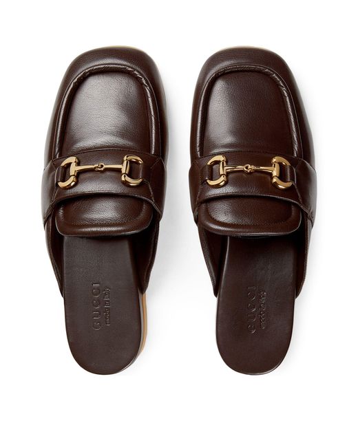 Gucci Brown Leather Lug-sole Horsebit Loafers for men