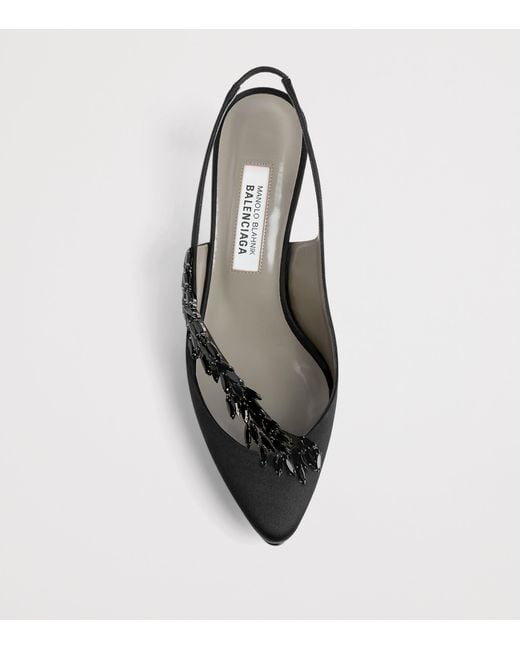 Balenciaga Black X Manolo Blahnik Embellished Slingback Heels 50