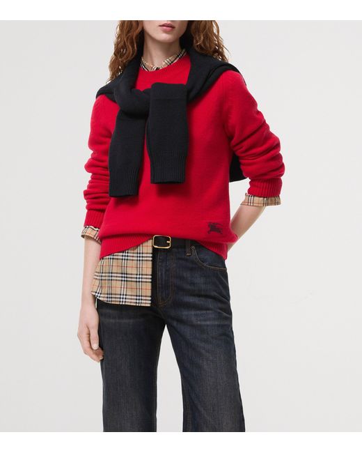 Burberry Red Cashmere-Blend Ekd Sweater
