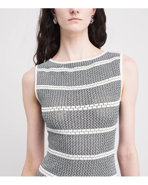 Valentino Gray Knit Stripe Maxi Dress