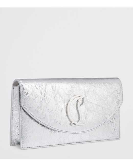 Christian Louboutin Gray Loubi54 Metallic Leather Clutch Bag