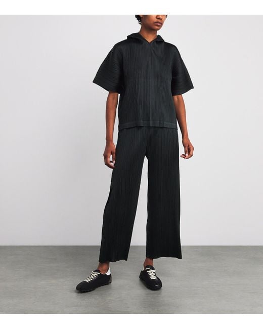 Pleats Please Issey Miyake Black Monthly Colors August Wide-Leg Trousers