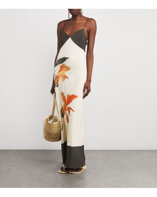 Sir White Silk Floral Constance Maxi Dress