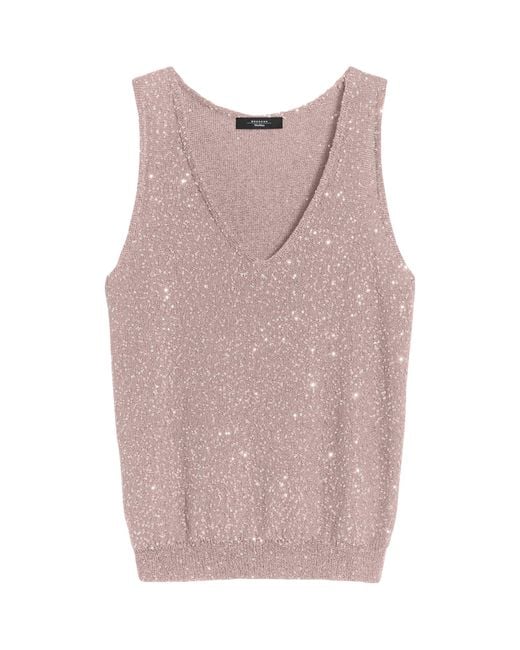 Weekend by Maxmara Pink Knitted Sequin-Detail Sweater Vest