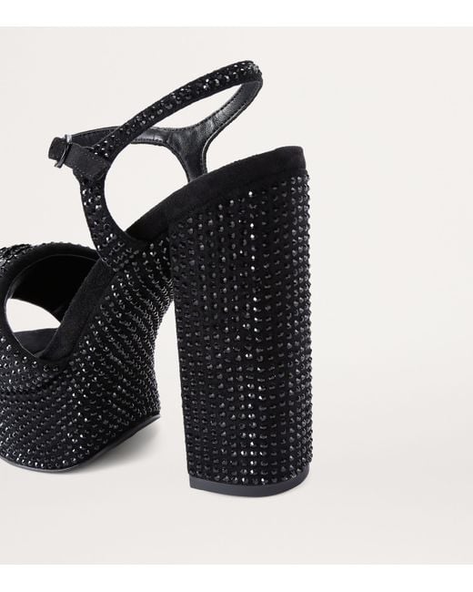 Kurt Geiger Black Embellished Kensington Eagle Platform Sandals 125
