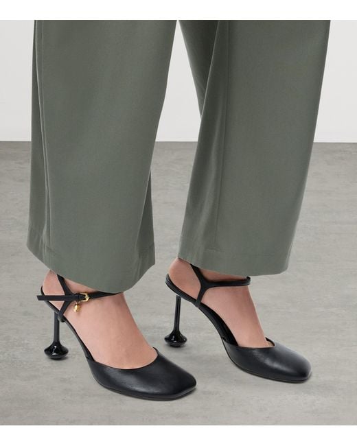 Loewe Black Leather Toy Ankle-Strap Pumps 90