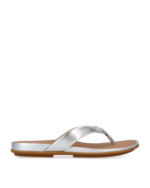 Fitflop White Leather Gracie Flip Flops