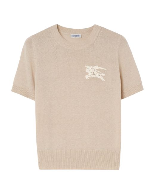 Burberry Natural Wool-Cotton Ekd Knit Top