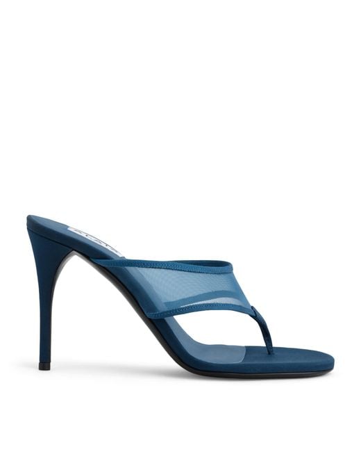Alaïa Blue Mesh Thong Mules 90