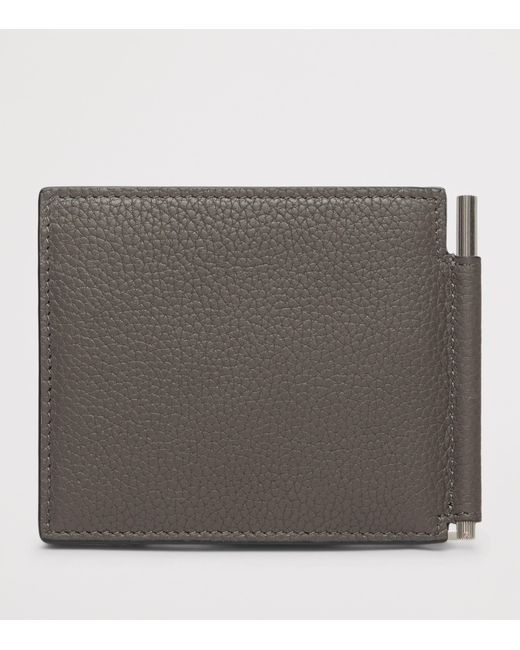 Tom Ford Black Grained Leather Money Clip Wallet for men
