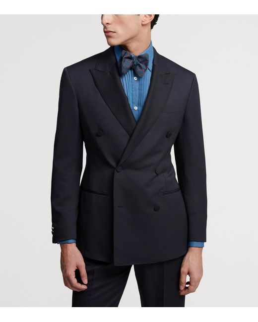 Dunhill Blue Wool-Cashmere Evening Suit Jacket for men