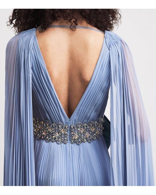 Jenny Packham Blue Silk Cape Fesco Gown