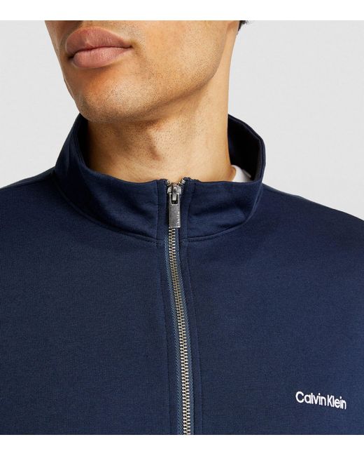 Calvin Klein Blue Modern Cotton Half-zip Sweatshirt for men