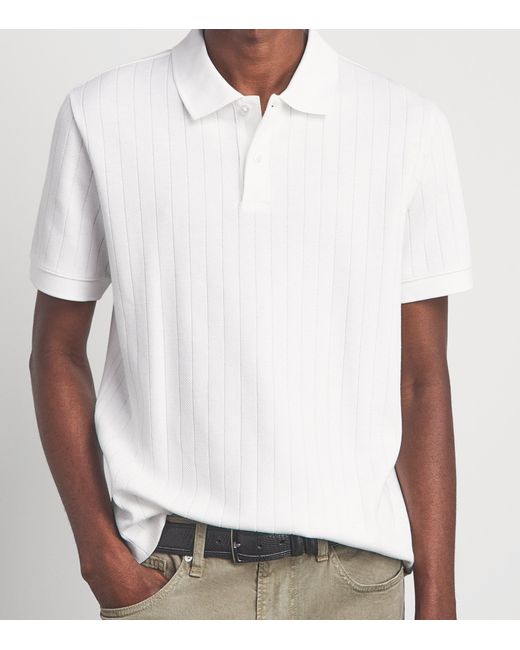 Vince White Pima Cotton Knit Polo Shirt for men