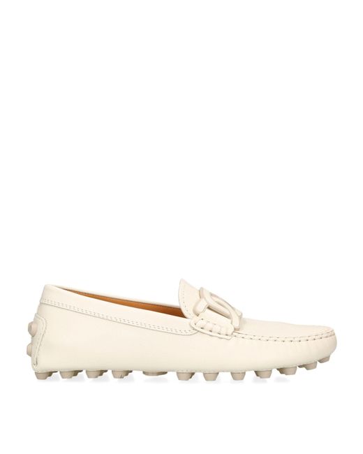 Tod's Natural Leather Kate Gommino Bubble Loafers