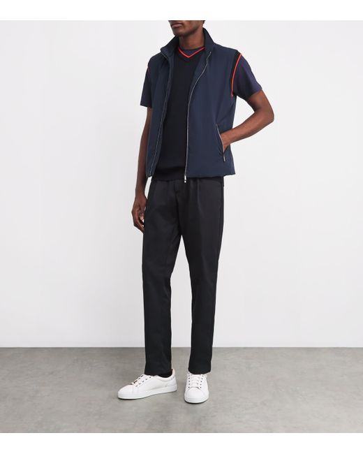 Moorer Blue Two-Way Zip Gilet for men