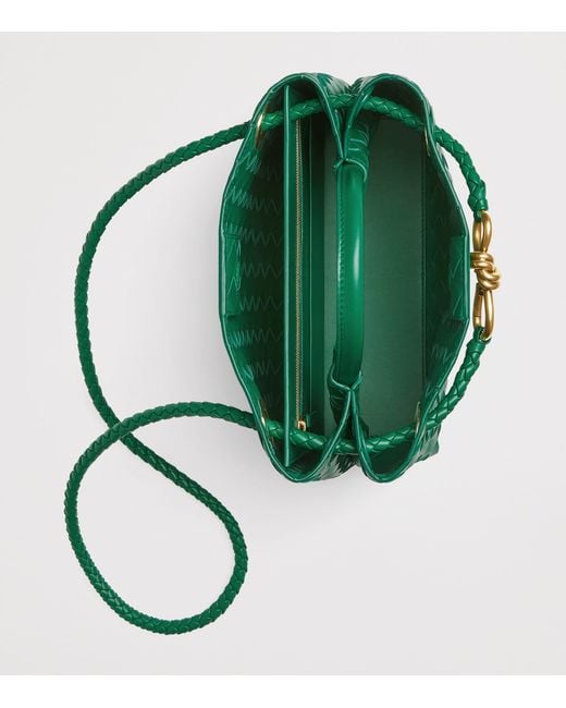 Bottega Veneta Green Small Leather Andiamo Top-Handle Bag