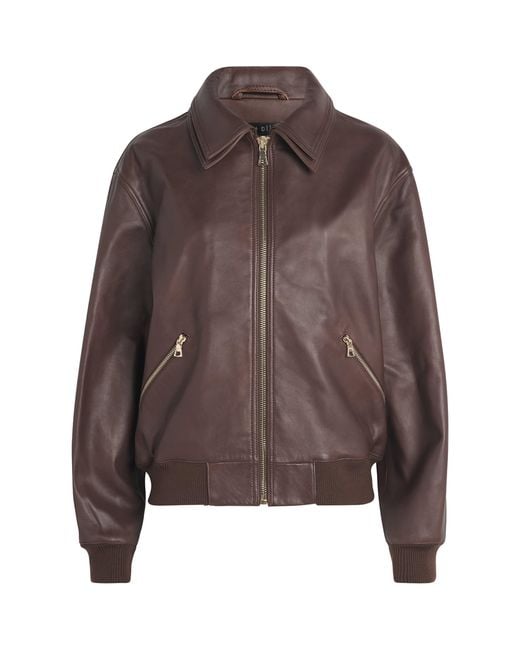 Alice + Olivia Brown Double-Layer Collins Leather Jacket