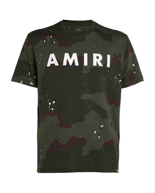 Amiri Cotton Camouflage Logo Tshirt in Green for Men Lyst