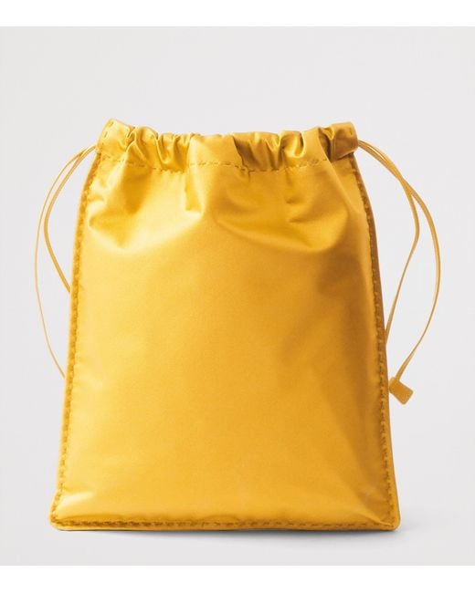 Prada Yellow Silk Duchesse Drawstring Wish Pouch