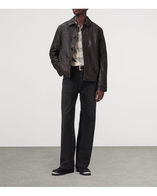 AllSaints Black Leather Nates Jacket for men