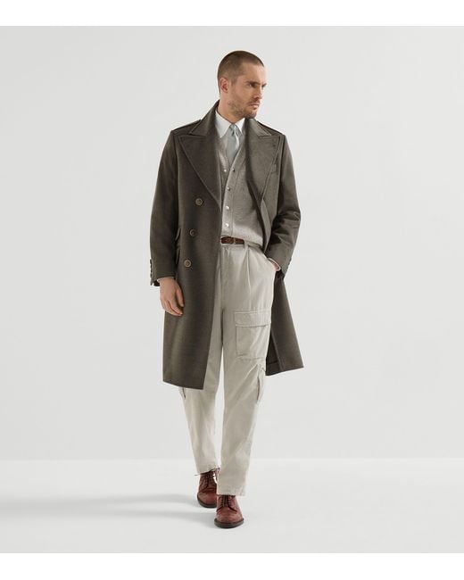 Brunello Cucinelli Gray Virgin Wool Water-Resistant Coat for men