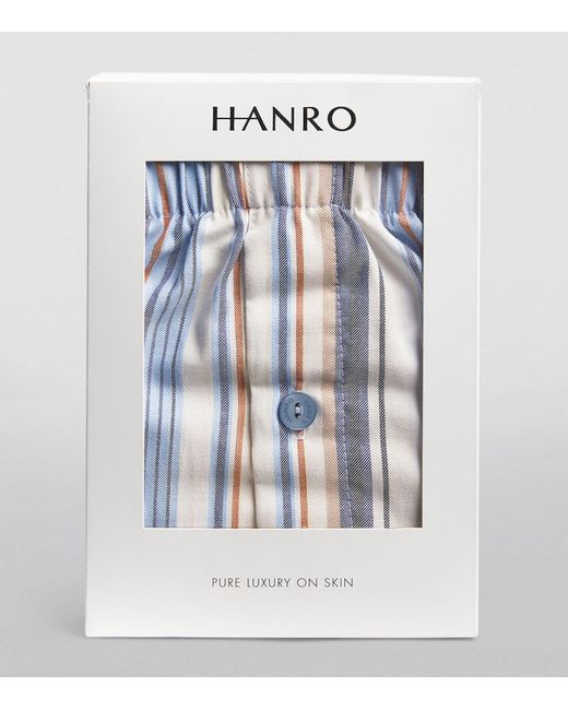 Hanro Blue Cotton Fancy Woven Boxers for men
