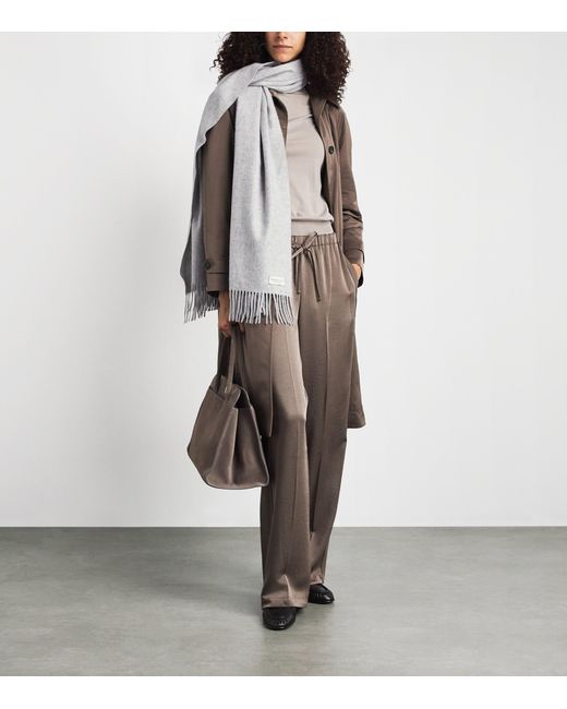 Johnstons Gray Cashmere Wide Scarf
