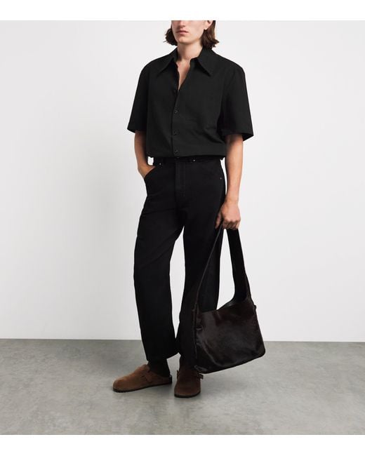 Séfr Black Cotton Waylon Short-Sleeve Shirt for men