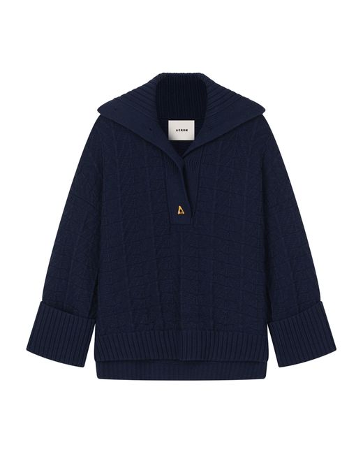 Aeron Blue Collared Baker Sweater
