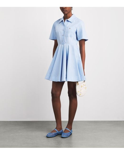 Maje Blue Poplin Mini Shirt Dress