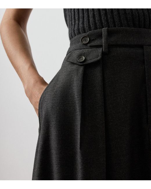 Ralph Lauren Black Wool Evilyn Midi Skirt