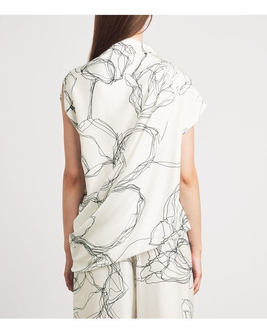 Fabiana Filippi White Silk Twill Printed Blouse