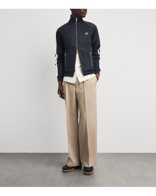 Fred Perry Blue Embroidered Taped Track Jacket