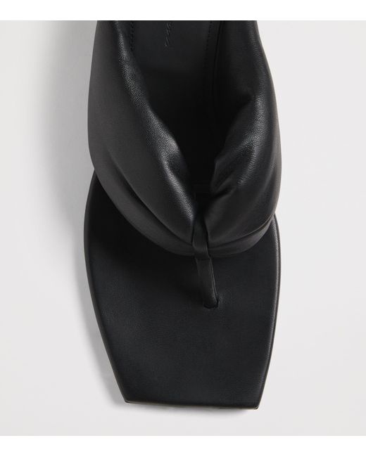 Rick Owens Black Leather Thong Wedge Sandals 60