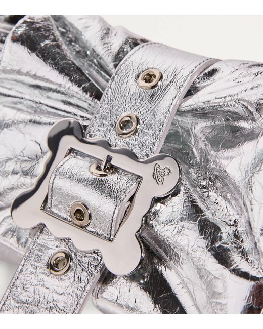 Vivienne Westwood Gray Metallic Leather Hazel Top-Handle Bag