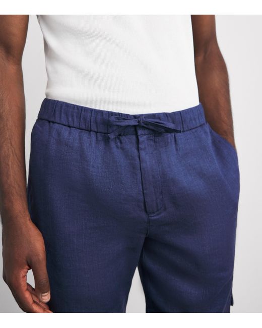 Frescobol Carioca Blue Linen-Cotton Felipe Shorts for men