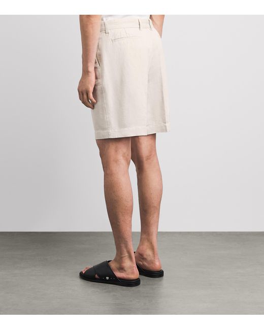 CHE White Cotton-Linen Marinos Chino Shorts for men