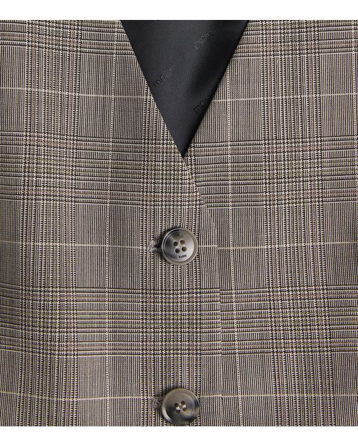 Maje Gray Wool-Blend Check Sleeveless Waistcoat