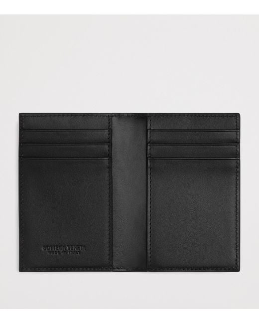 Bottega Veneta Black Leather Intrecciato Bifold Card Holder for men