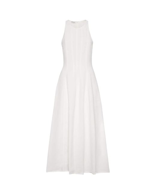 Brunello Cucinelli White Twill Midi Dress