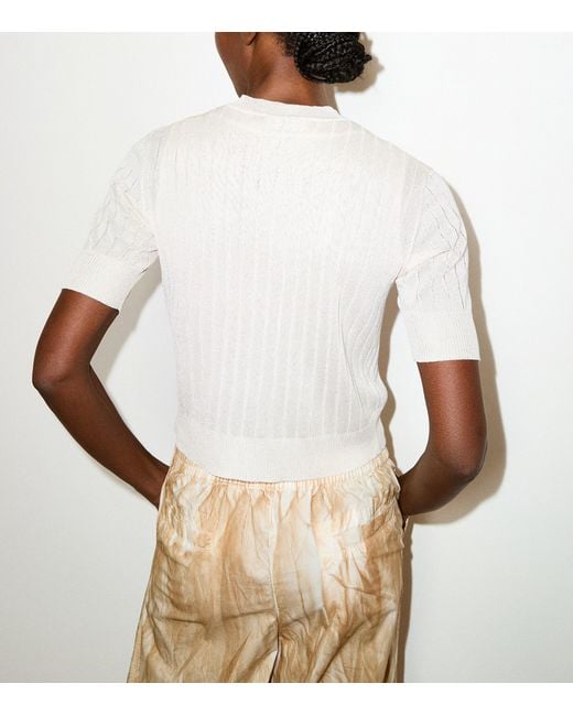 MAX&Co. White Ribbed Short-Sleeve Cardigan
