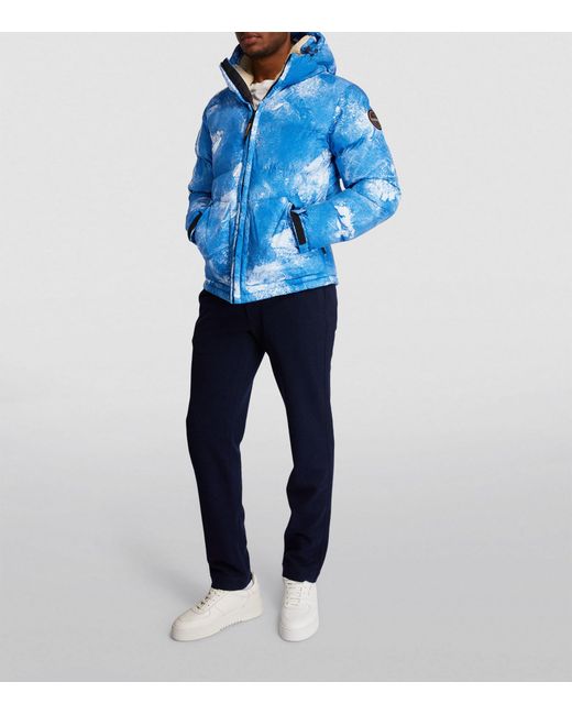 Napapijri Blue Hooded Camouflage Puffer Jacket for men